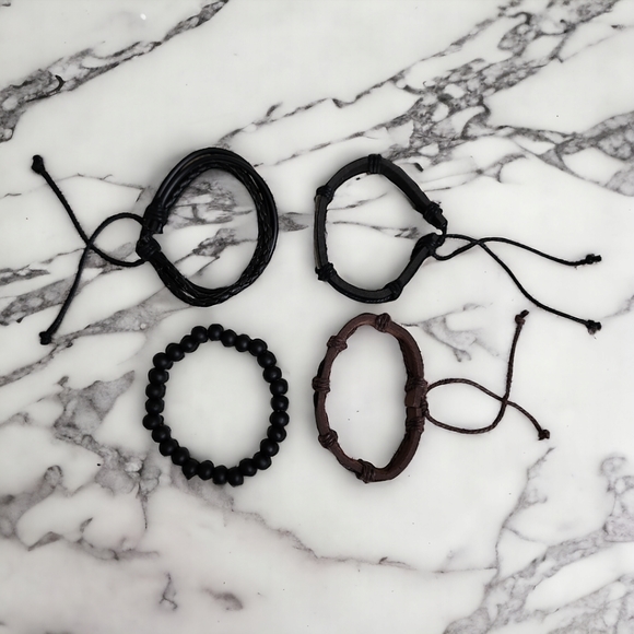 Unisex Leather Bracelet 4 Piece Set - Picture 8 of 9